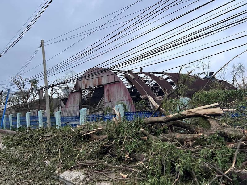 Buildings damaged by Cyclone Mocha in Sittwe, Rakhine state, Myanmar, are seen Monday, May 15, 2023. Credit: Xinhua via Getty Images