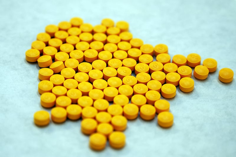Tablets laced with fentanyl are displayed at the Drug Enforcement Administration Northeast Regional Laboratory on Oct. 8, 2019, in New York.